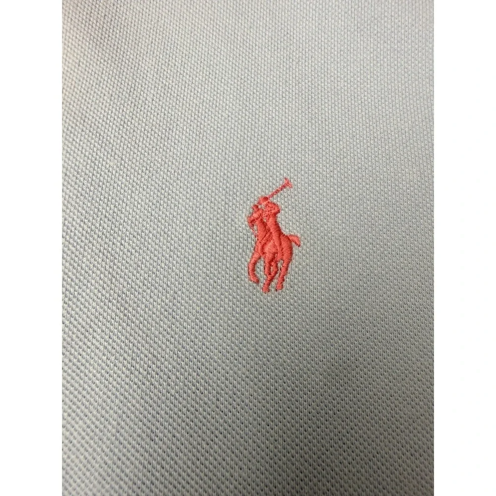 Polo Mens Shirt M Light Blue Short Sleeve Custom Fit 100% Cotton Pink Pony